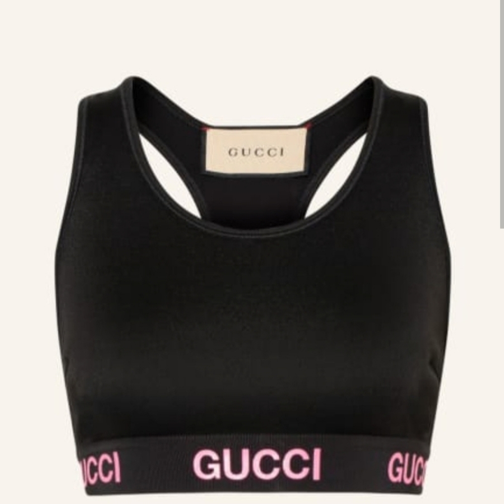 Gucci Black Crop Top with Pink Accents
